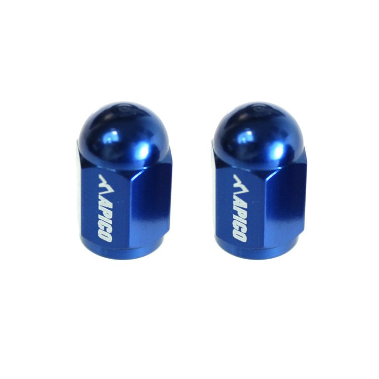 Apico Cnc Aluminium Valve Cap 2-PACK blue